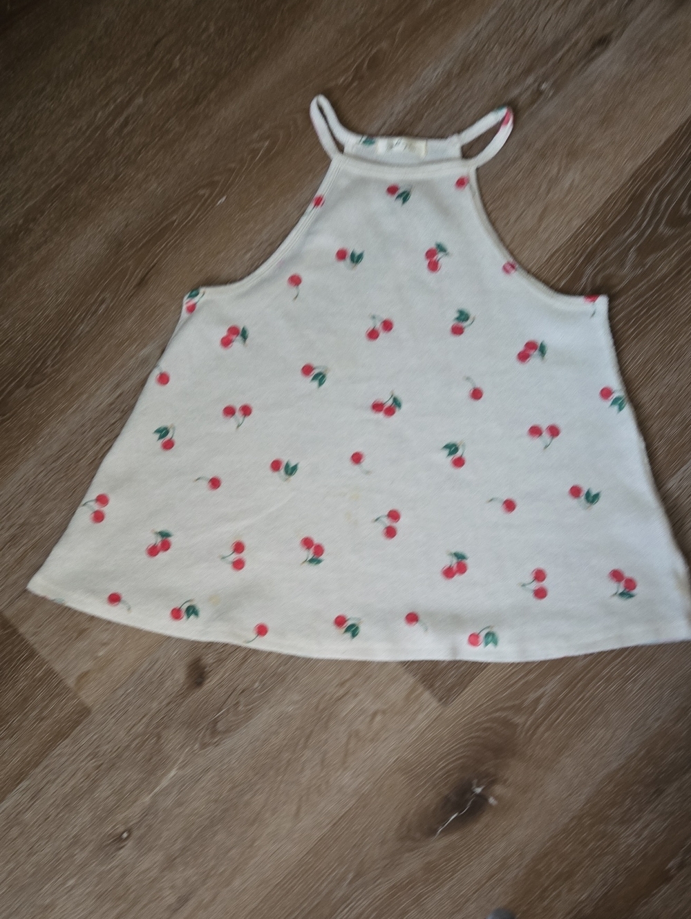 gaze White Knit Top with Red Cherry Accent